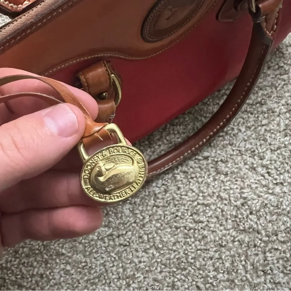 Vintage Dooney & Bourke red pebbled leather satchel purse